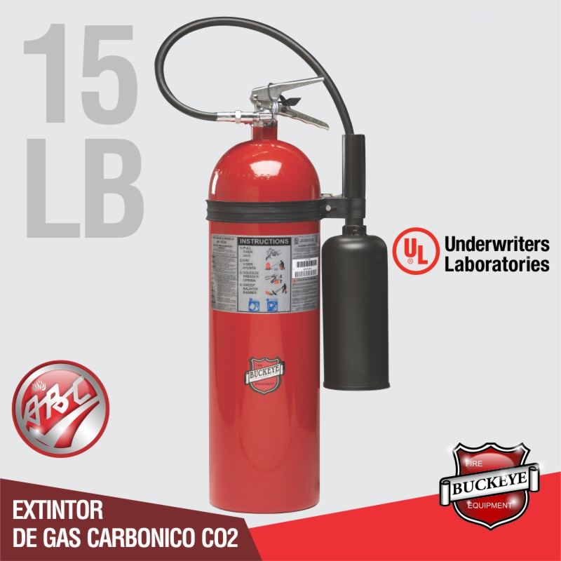 Extintor CO2 15Lbs Marca Buckeye Modelo 15-CD