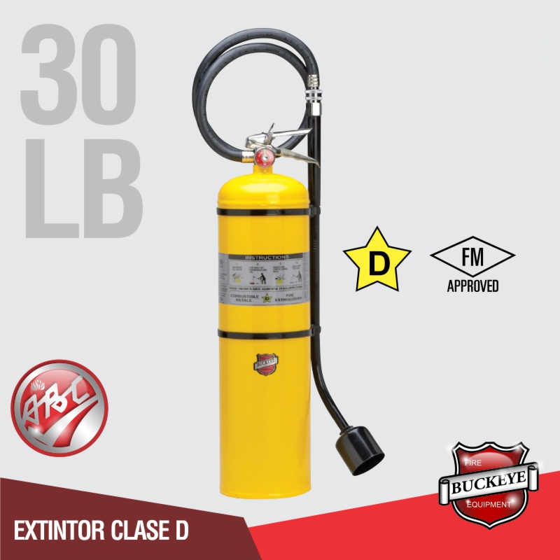 Extintor Buckeye Clase D de 30 Libras Modelo B570 para fuegos de magnesio, etc – Extintores Buckeye